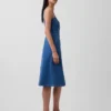 Denim Button-Front Midi Dress