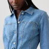 Denim Button-Front Mini Dress