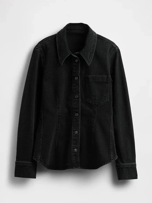 Denim Cinch-Seam Shirt