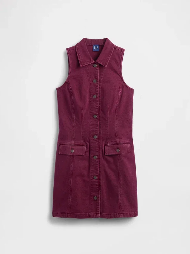 Denim Collared Shift Mini Dress