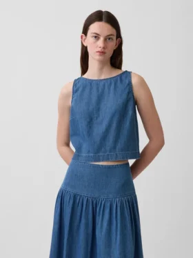 Denim Crop Shell Tank Top