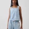 Denim Crop Shell Tank Top