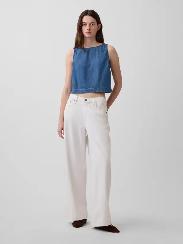 Denim Crop Shell Tank Top