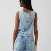 Denim Crop Shell Tank Top