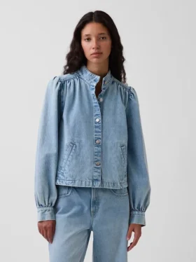 Denim Crop Swing Jacket