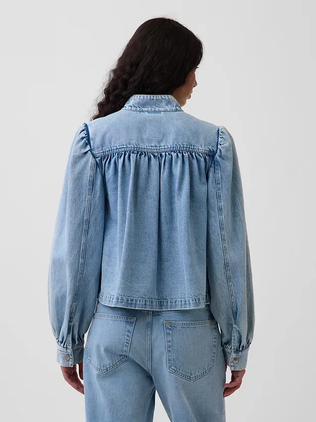 Denim Crop Swing Jacket