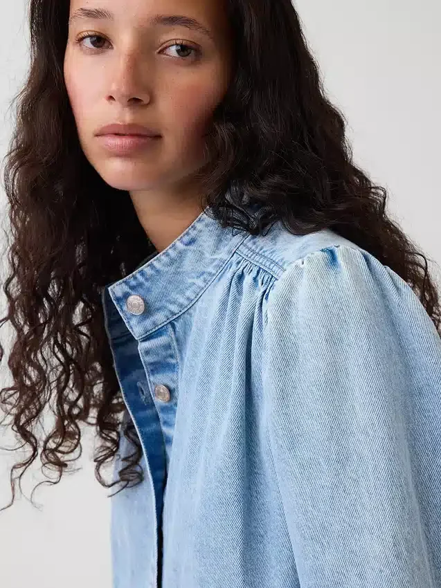 Denim Crop Swing Jacket