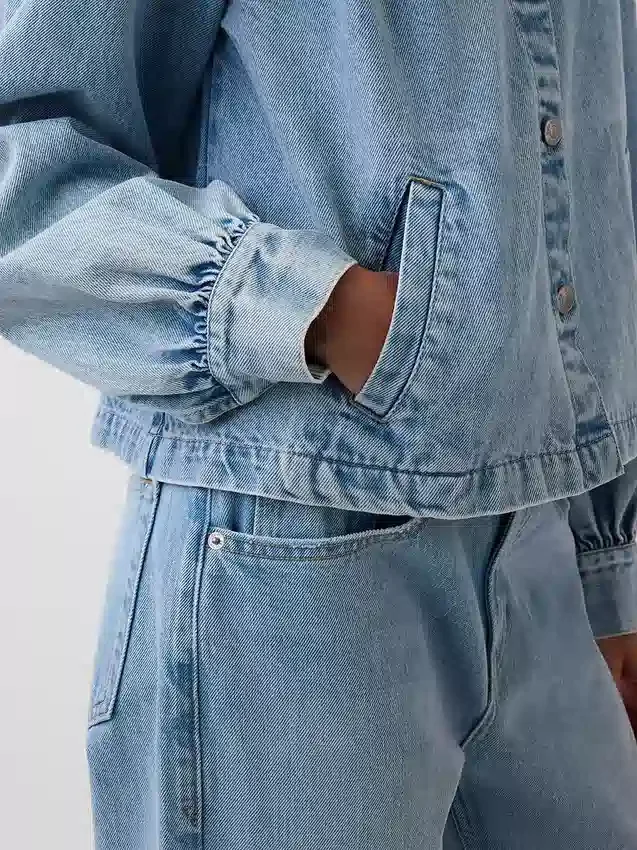 Denim Crop Swing Jacket