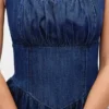 Denim Drop-Waist Corset Midi Dress
