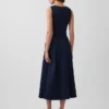 Denim Drop-Waist Midi Dress