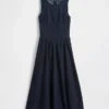 Denim Drop-Waist Midi Dress