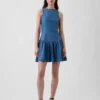 Denim Drop-Waist Mini Dress