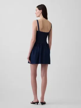 Denim Drop-Waist Mini Dress