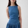 Denim Drop-Waist Mini Dress