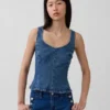 Denim Fitted Peplum Top