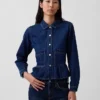 Denim Fitted Peplum Top