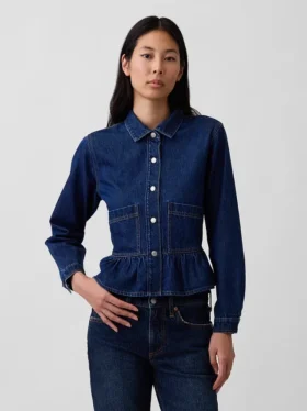 Denim Fitted Peplum Top