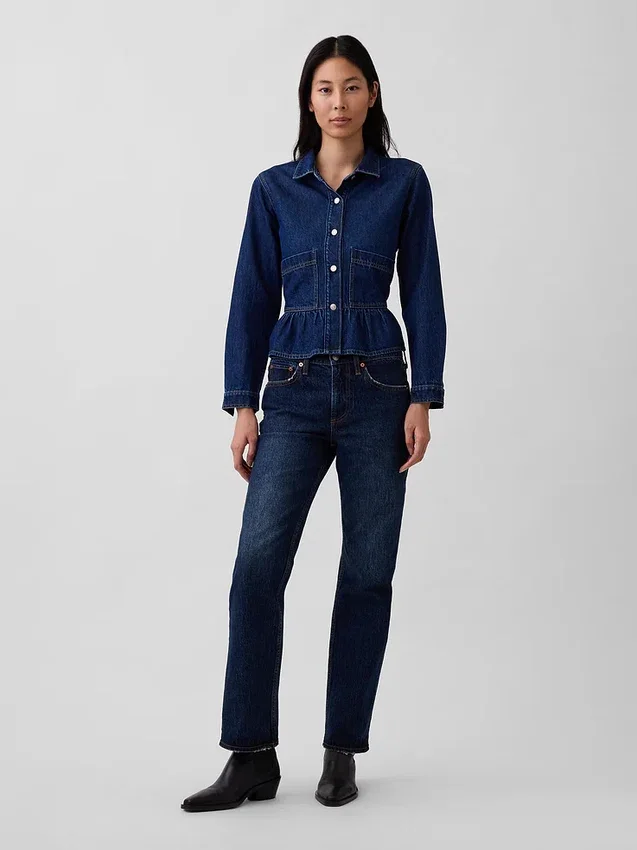 Denim Fitted Peplum Top