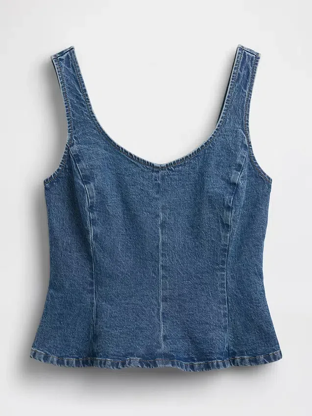 Denim Fitted Peplum Top