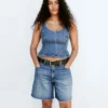 Denim Fitted Peplum Top