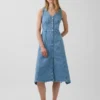 Denim Handkerchief Midi Dress