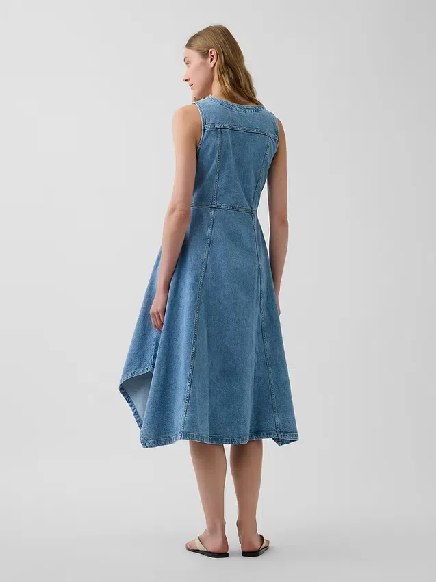 Denim Handkerchief Midi Dress