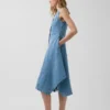 Denim Handkerchief Midi Dress