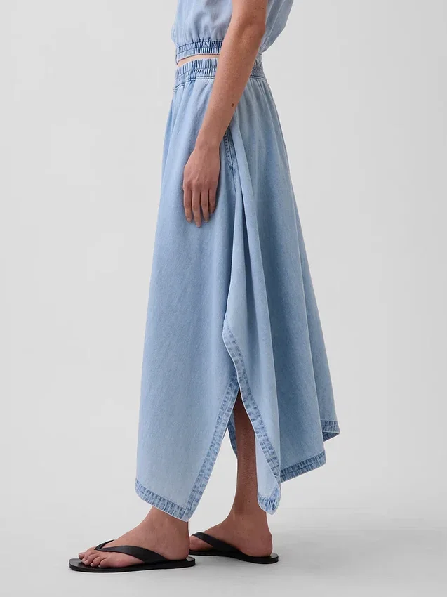 Denim Midi Handkerchief Skirt