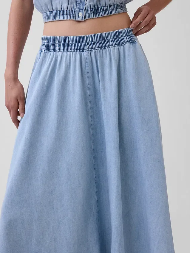 Denim Midi Handkerchief Skirt