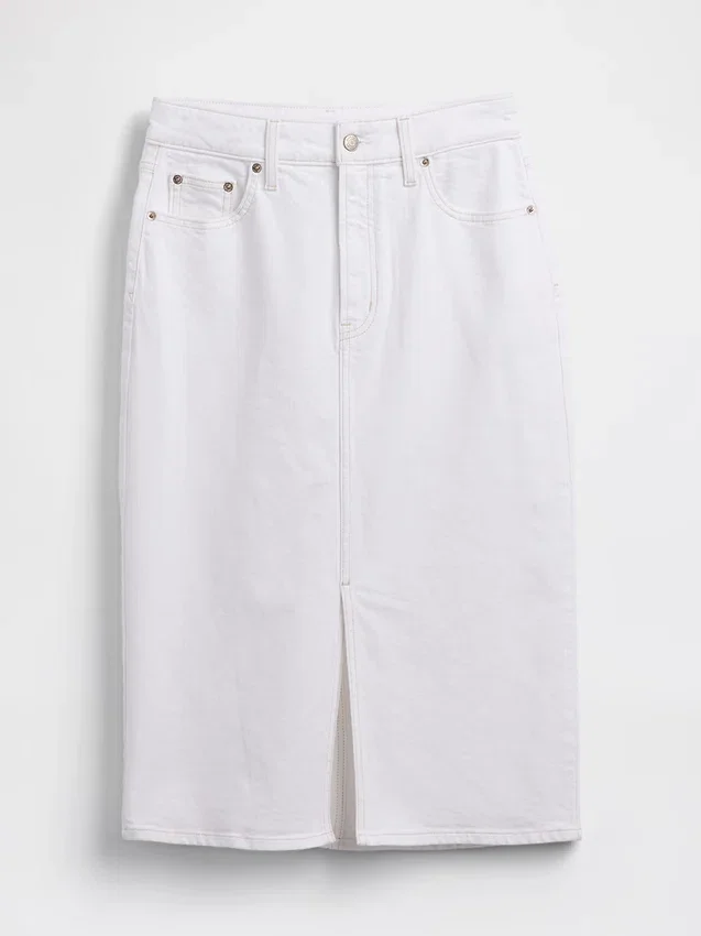 Denim Midi Pencil Skirt