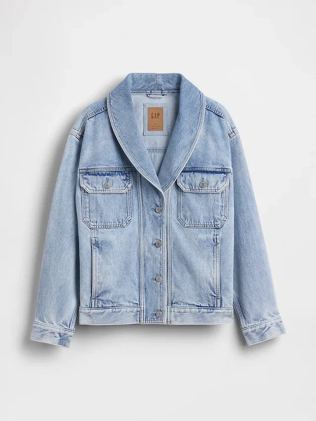Denim Oversized Shawl Denim Jacket