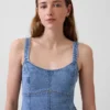 Denim Paneled Mini Dress