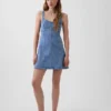 Denim Paneled Mini Dress