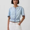 Denim Peplum Crop Top