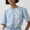 Denim Peplum Crop Top