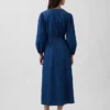 Denim Pieced-Waist Midi Dress