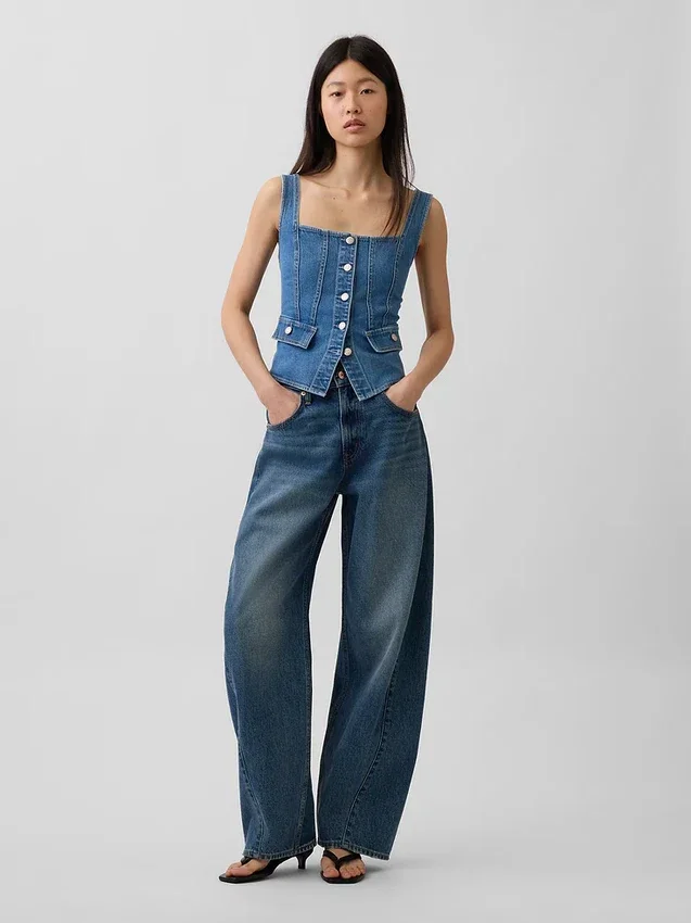 Denim Pocket Corset Top