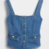 Denim Pocket Corset Top