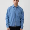 Denim Relaxed Straight-Hem Shirt
