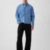 Denim Relaxed Straight-Hem Shirt
