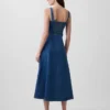 Denim Scoop Neck Maxi Dress