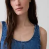 Denim Scoop Neck Maxi Dress
