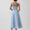 Denim Seamed Corset Maxi Dress