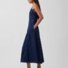 Denim Seamed Corset Maxi Dress