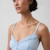 Denim Seamed Corset Maxi Dress