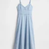 Denim Seamed Corset Maxi Dress