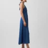 Denim Seamed Halter Maxi Dress