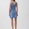 Denim Seamed Zip-Front Mini Dress