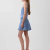 Denim Seamed Zip-Front Mini Dress