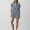 Denim Stripe Popover Mini Dress